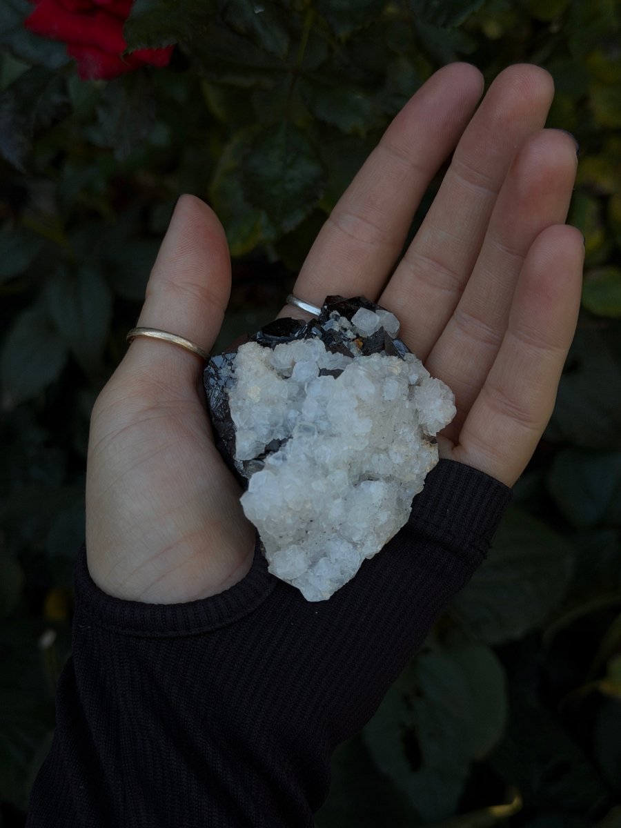 Mangano Calcite on Sphalerite, Kosovo CalciteKosovo- Haus of Moss and Moon