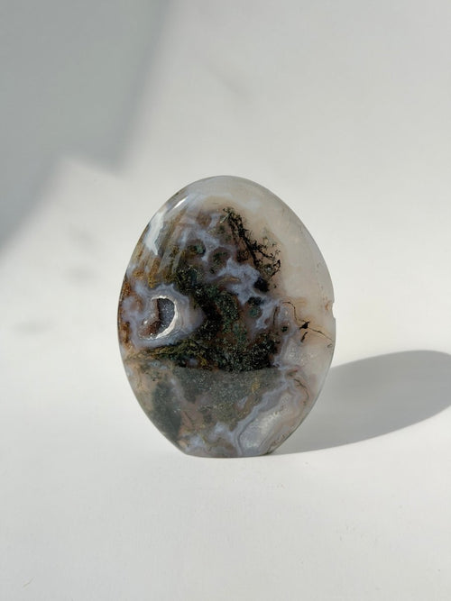 Moss Agate Oval Free Form Moss Agate India - Haus of Moss and Moon