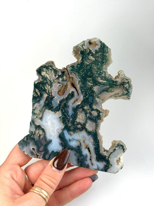 Moss Agate Slice Moss Agate India - Haus of Moss + Moon
