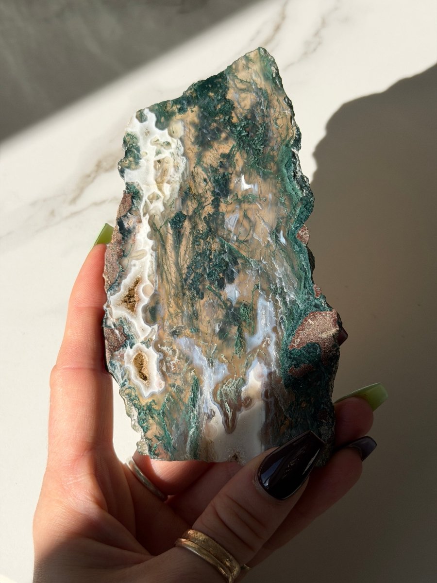 Moss Agate Slice Moss Agate India - Haus of Moss + Moon
