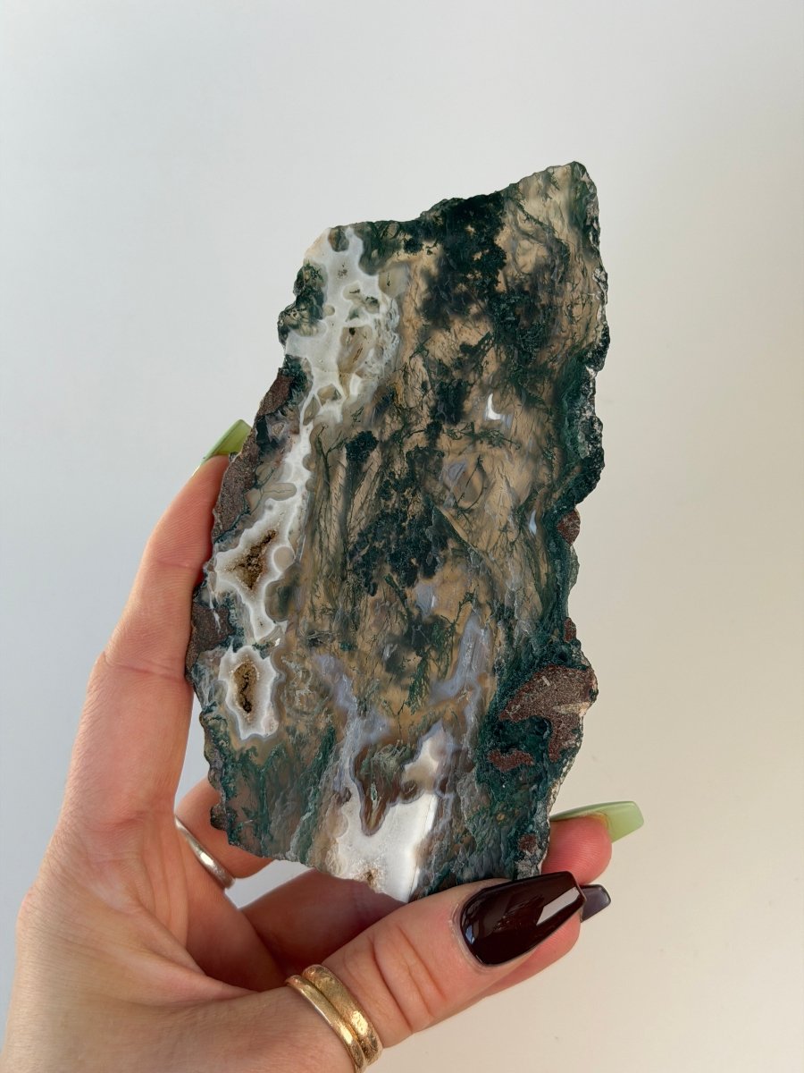 Moss Agate Slice Moss Agate India - Haus of Moss + Moon
