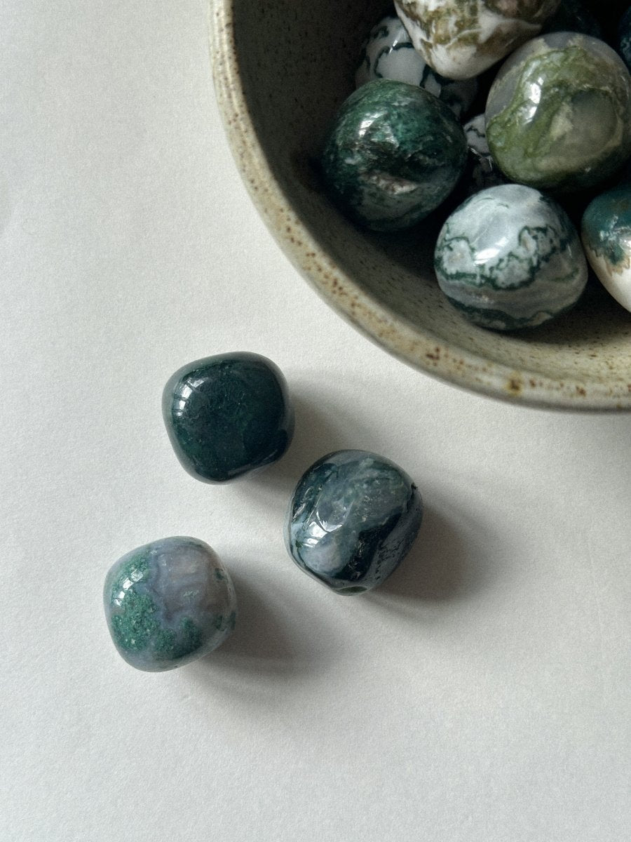 Moss Agate Tumble Stone Tumble StonesIndia - Haus of Moss + Moon