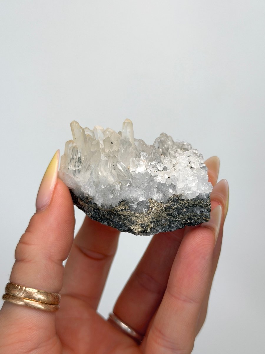 Needle Quartz Cluster with Chlorite and Chalcopyrite, Bulgaria Included QuartzBulgaria - Haus of Moss + Moon