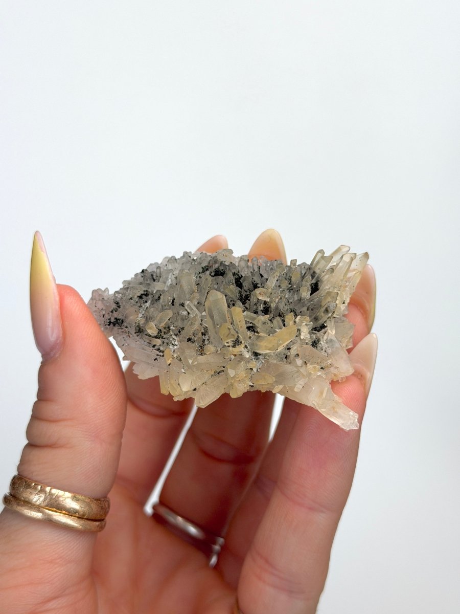 Needle Quartz Cluster with Chlorite and Chalcopyrite, Bulgaria Included QuartzBulgaria - Haus of Moss + Moon