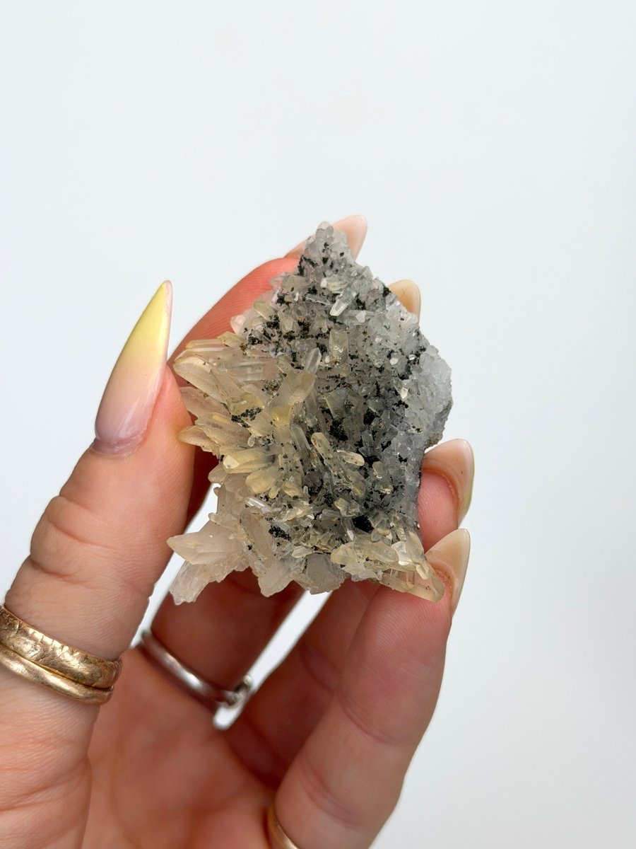 Needle Quartz Cluster with Chlorite and Chalcopyrite, Bulgaria Included QuartzBulgaria - Haus of Moss + Moon