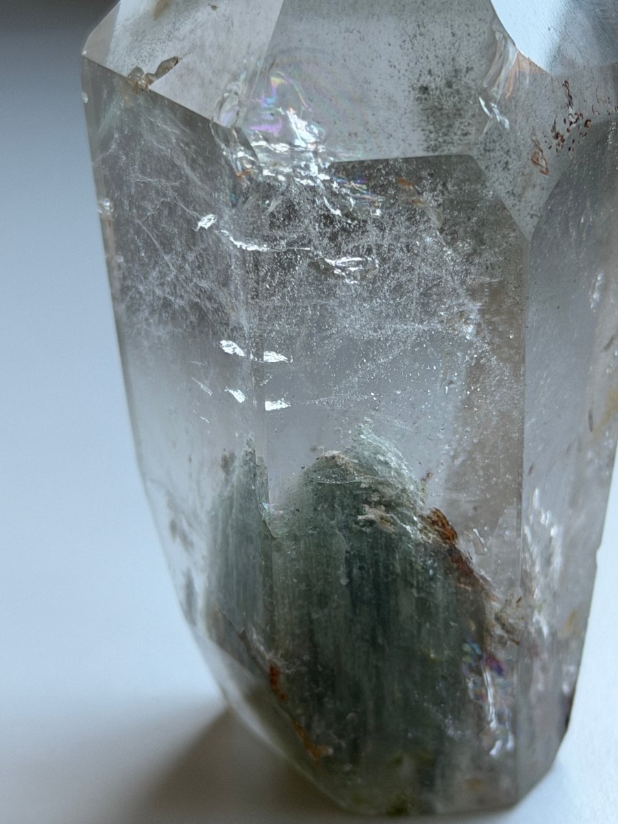 Phantom Chlorite Clear Quartz Tower, Brazil Chlorite Quartz Brazil - Haus of Moss + Moon