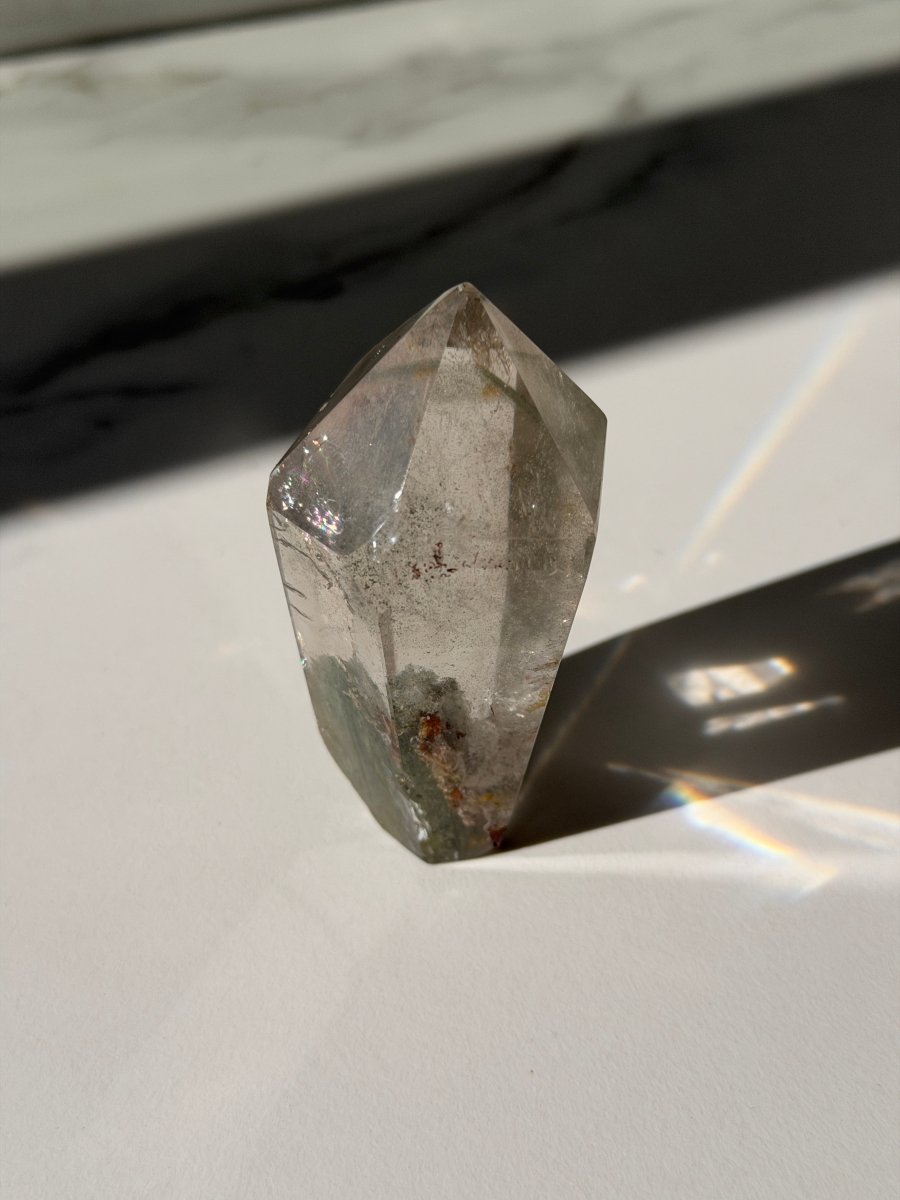 Phantom Chlorite Clear Quartz Tower, Brazil Chlorite Quartz Brazil - Haus of Moss + Moon