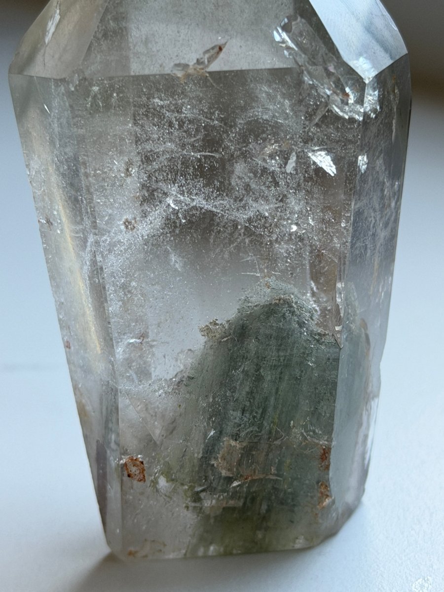Phantom Chlorite Clear Quartz Tower, Brazil Chlorite Quartz Brazil - Haus of Moss + Moon