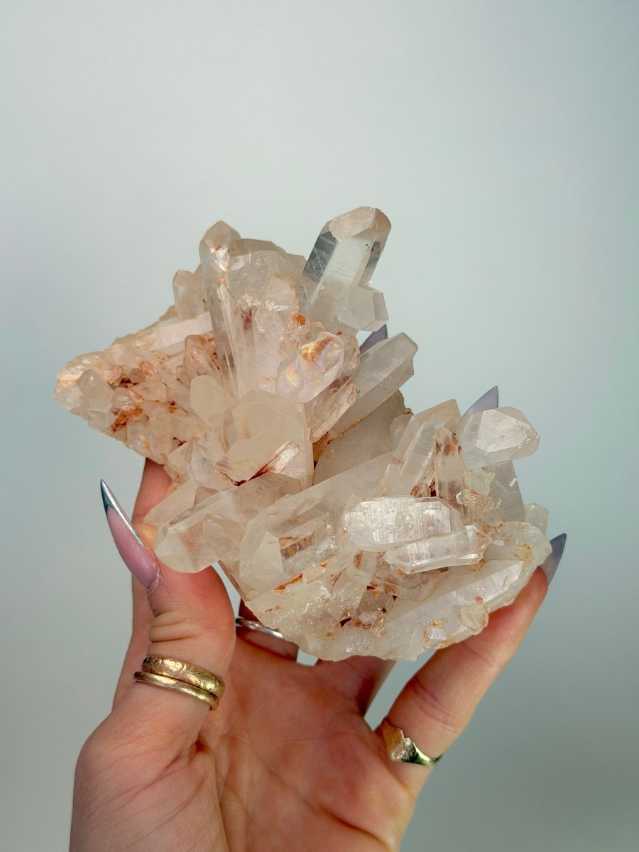 Pink Madagascan Clear Quartz, F Iron Quartz Madagascar - Haus of Moss + Moon - Pink Clear Quartz