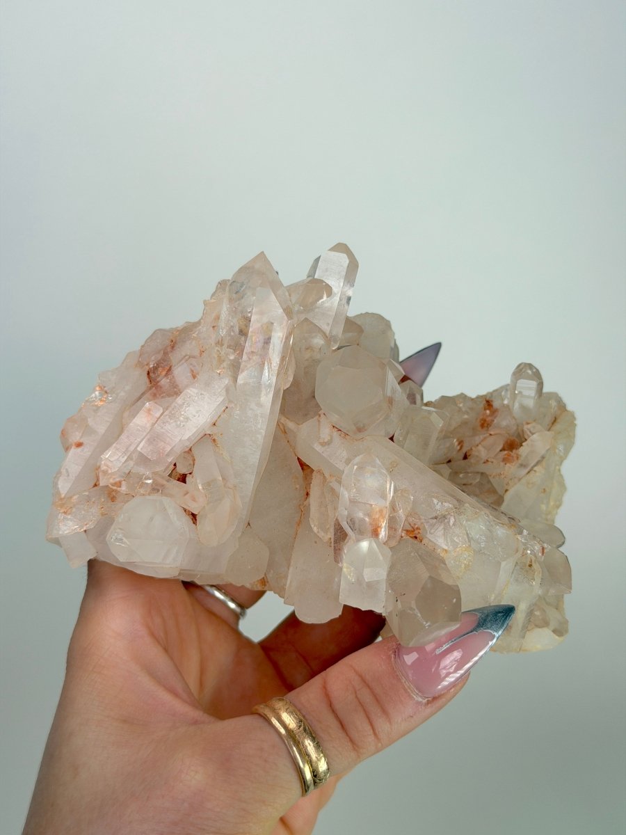 Pink Madagascan Clear Quartz, F Iron Quartz Madagascar - Haus of Moss + Moon - Pink Clear Quartz