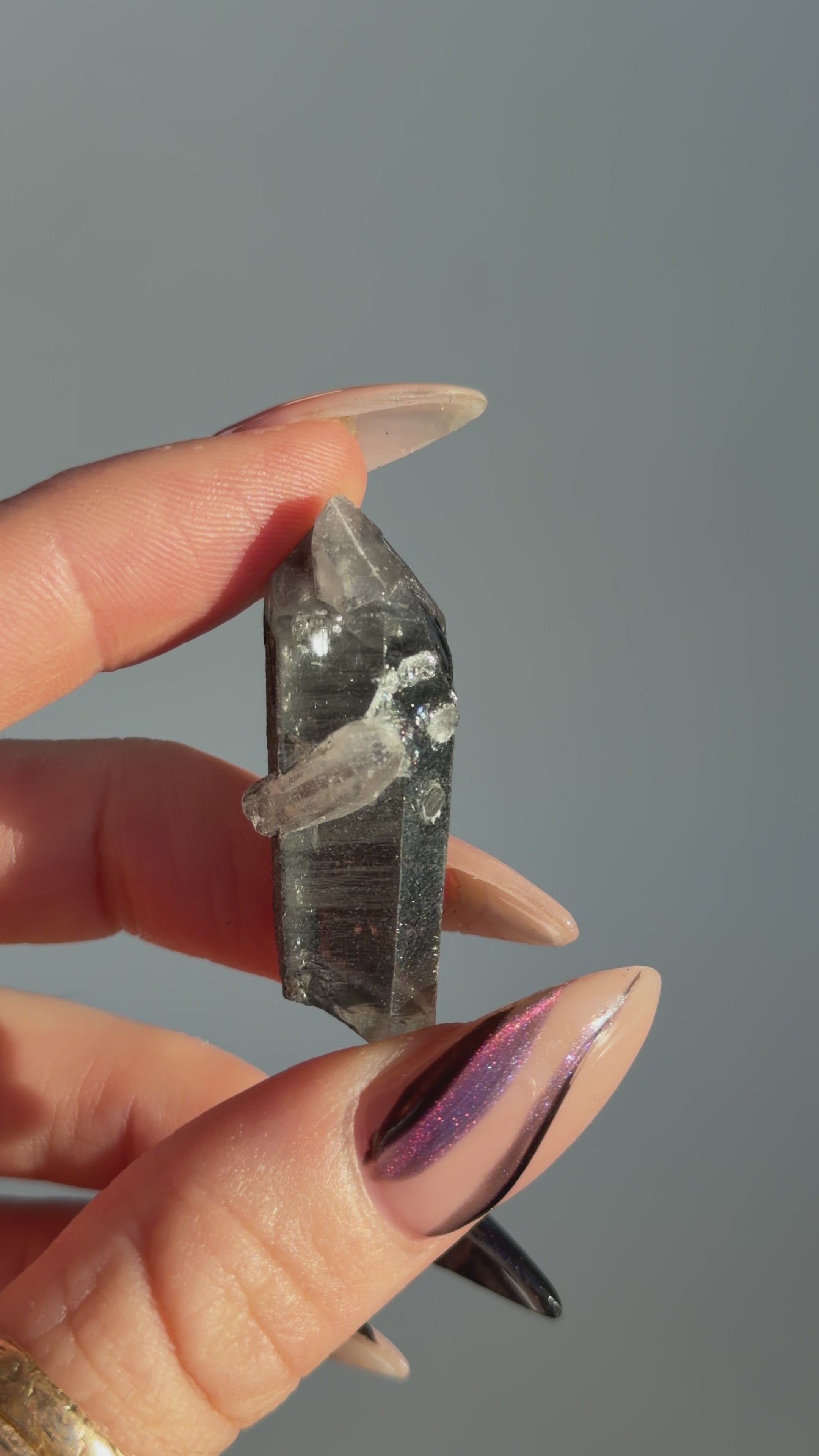 Specular Hematite Laser Quartz Point, X