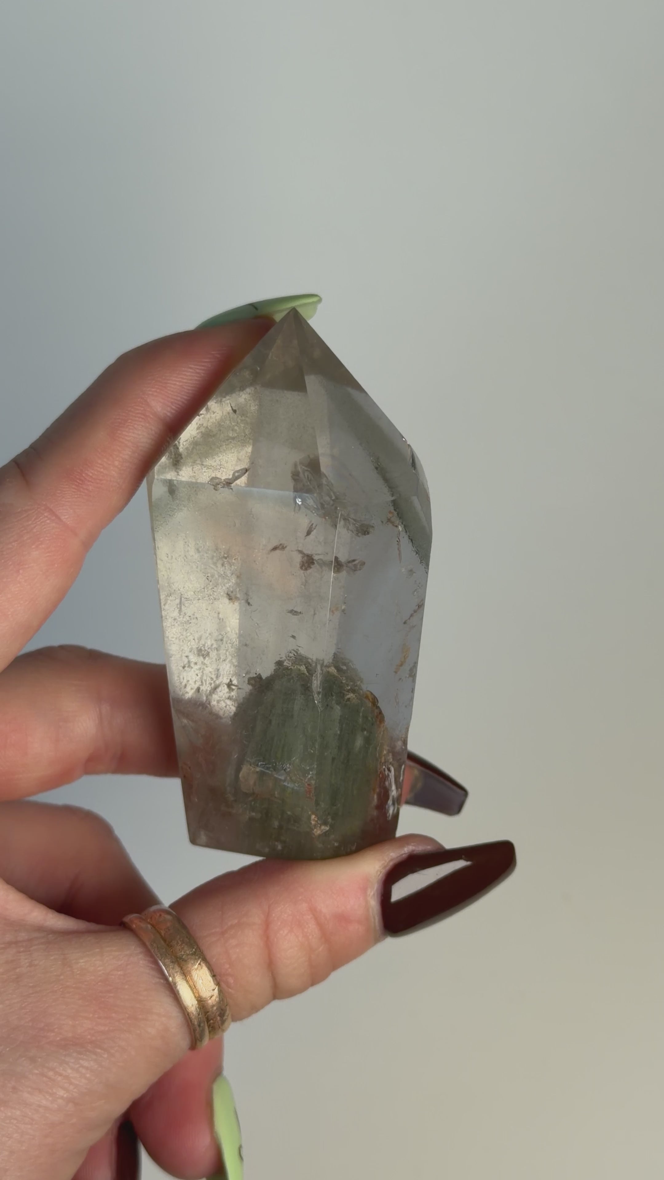 Phantom Chlorite Clear Quartz Tower, Brazil