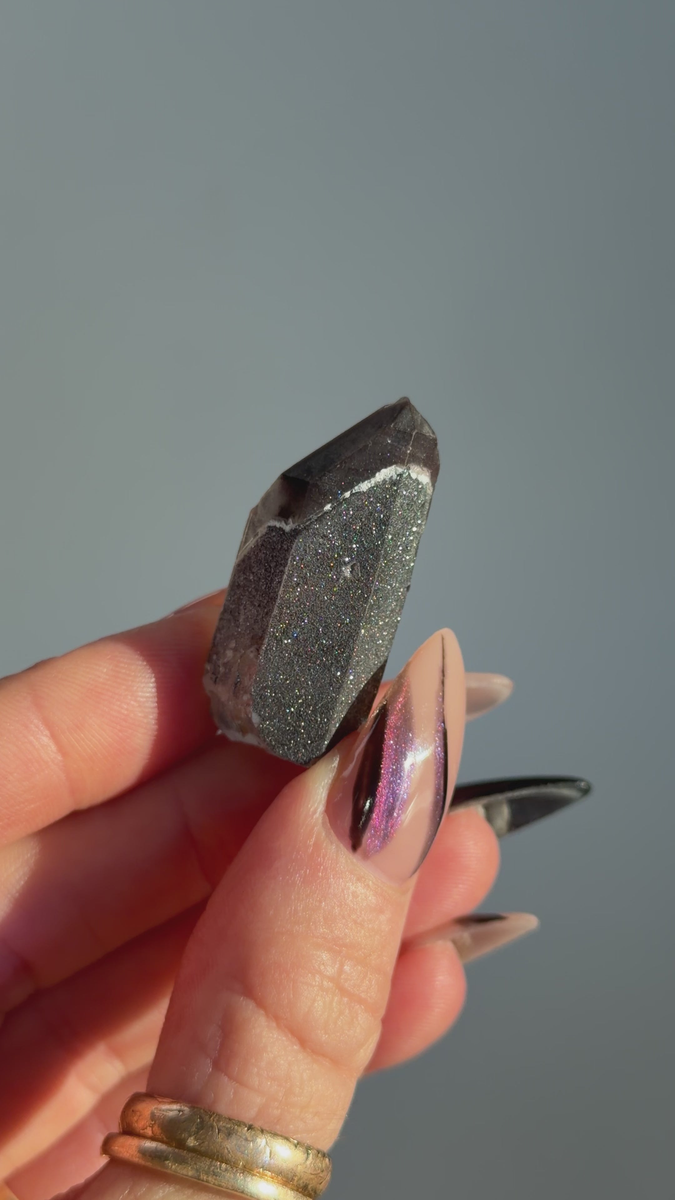 Specular Hematite Laser Quartz Point, U