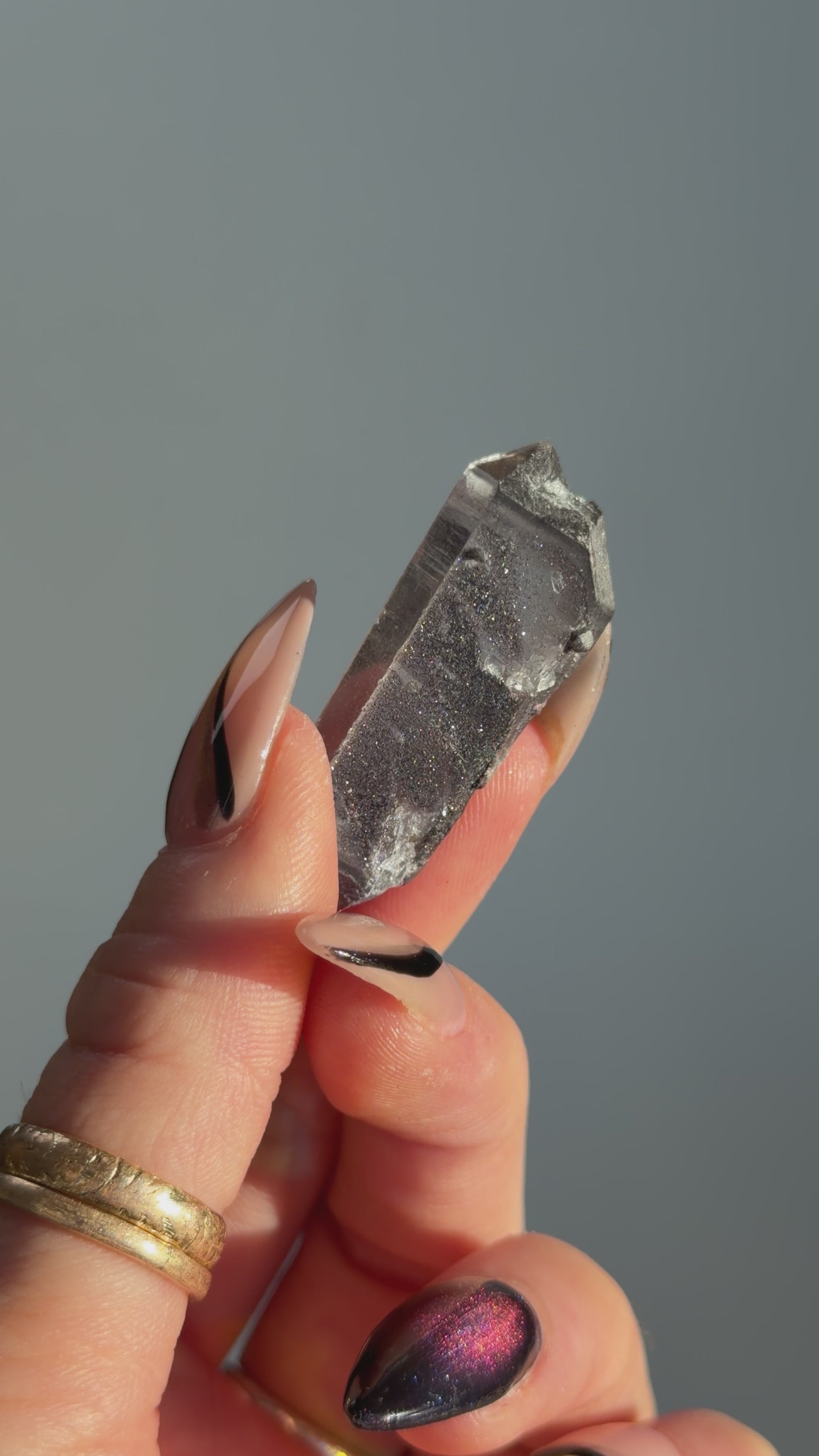 Specular Hematite Laser DT Quartz Point, V