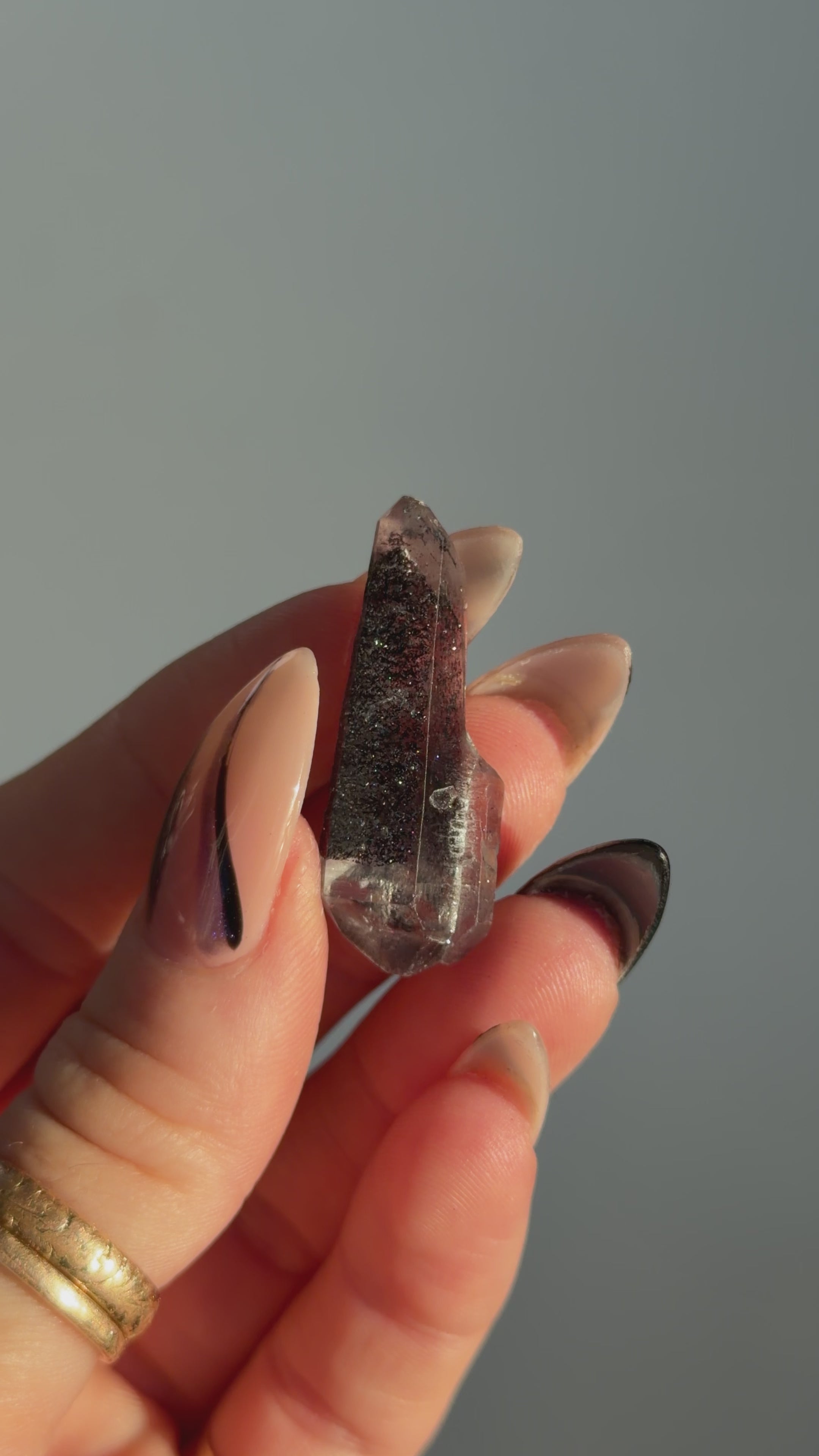 Specular Hematite Laser DT Quartz Point, S20