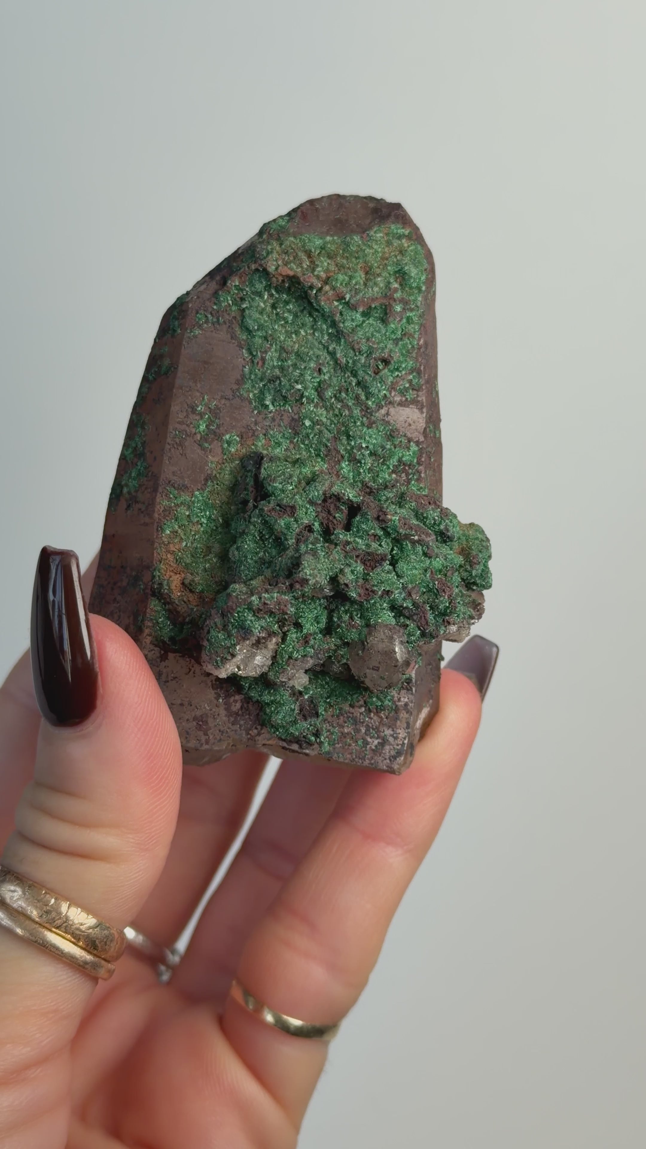 Smoky Quartz with Brochantite, Morocco
