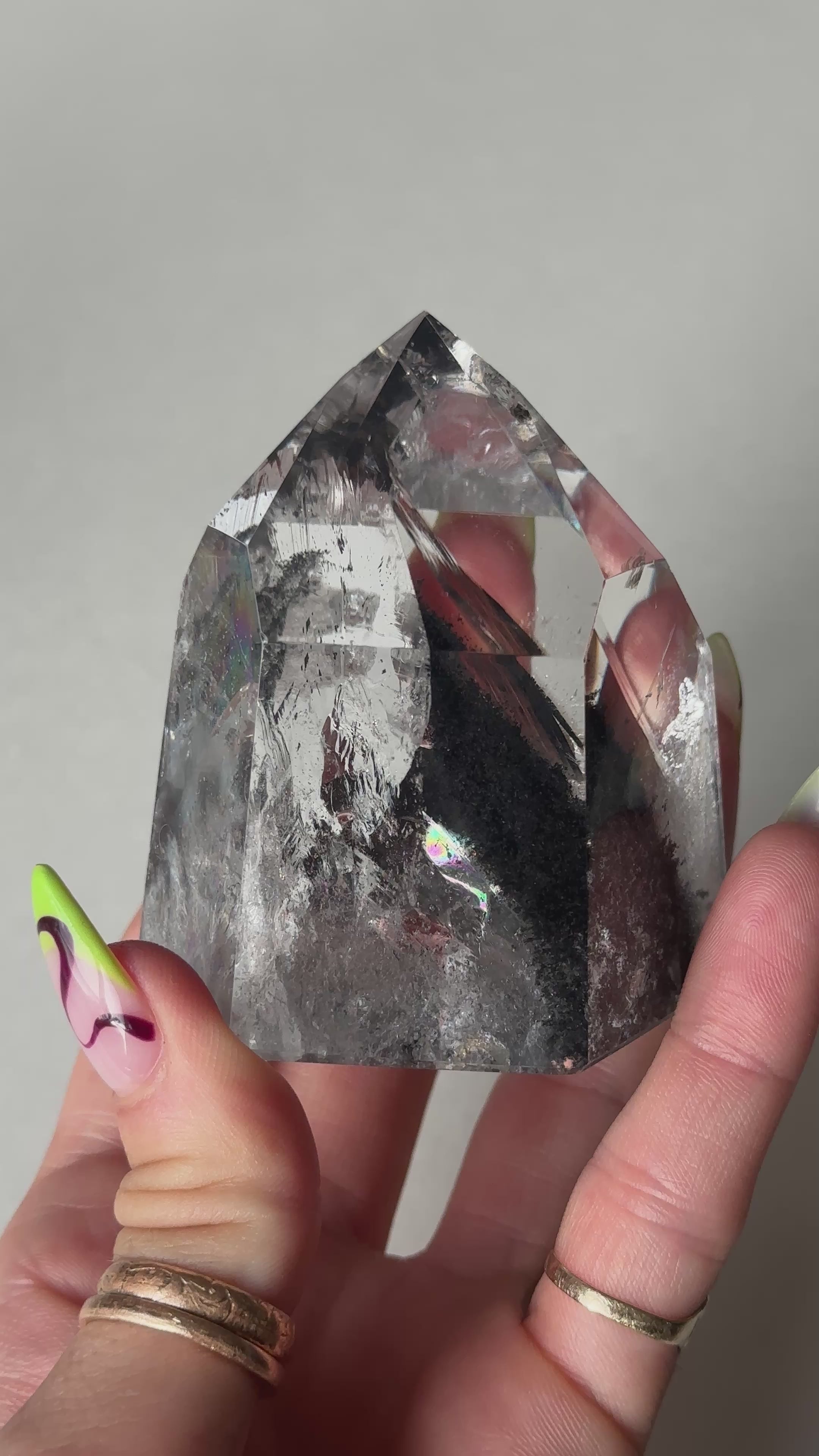 Black Tip Phantom Quartz Polished Tower, Brazil