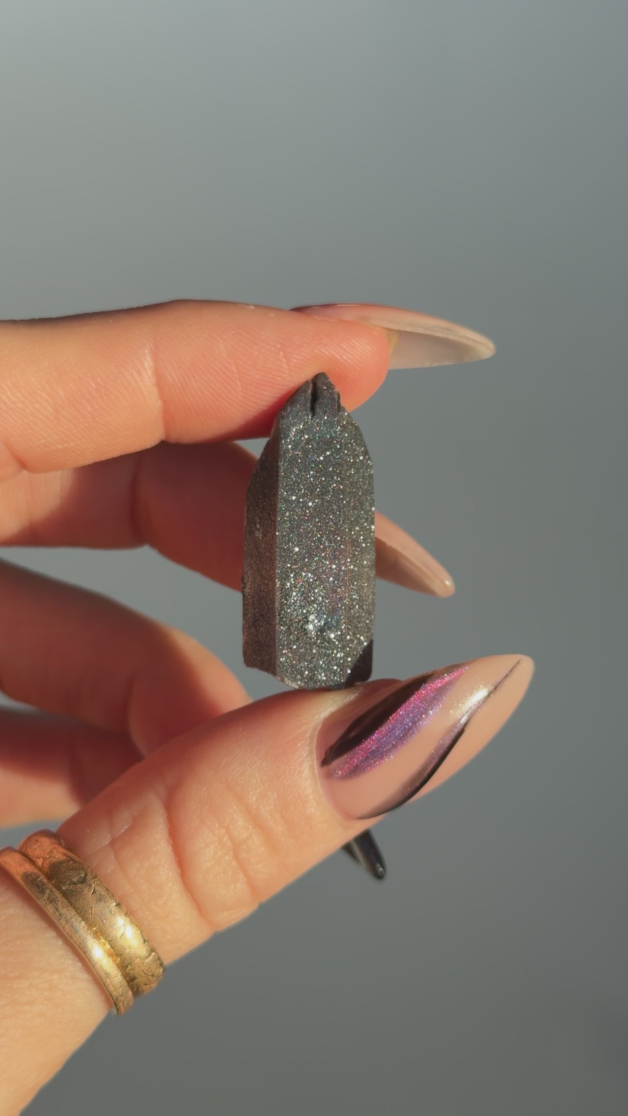 Specular Hematite Laser Quartz Point, R19