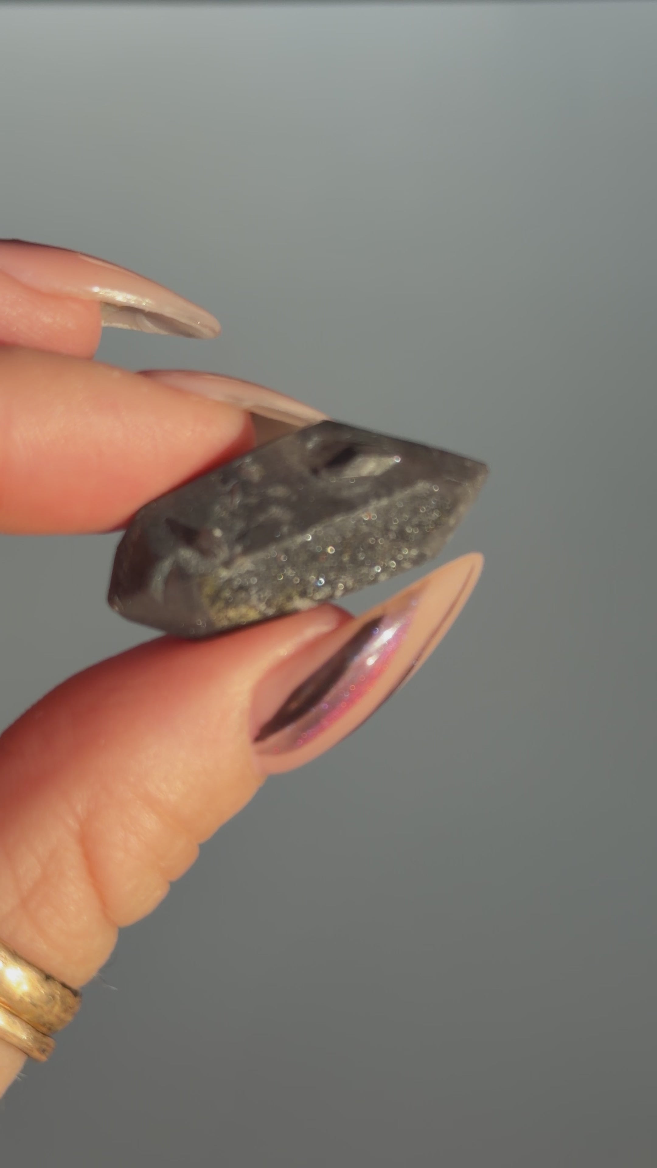 Specular Hematite Laser DT Quartz Point, Q18