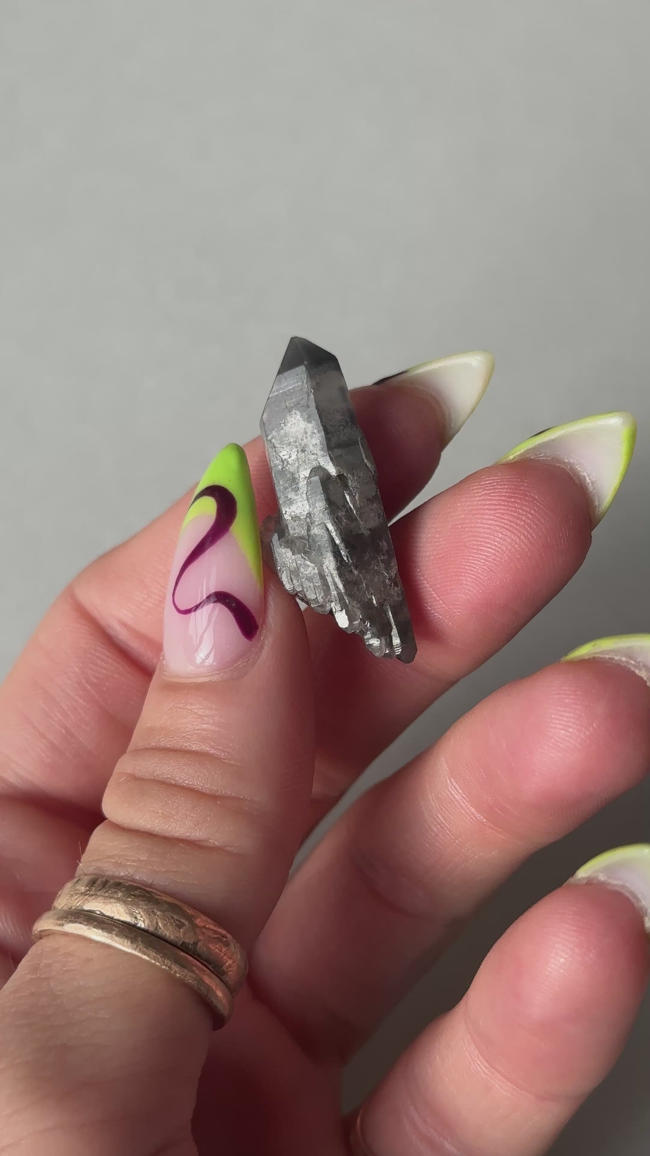 Black Tip Phantom Quartz Point, Bahia, Brazil, D