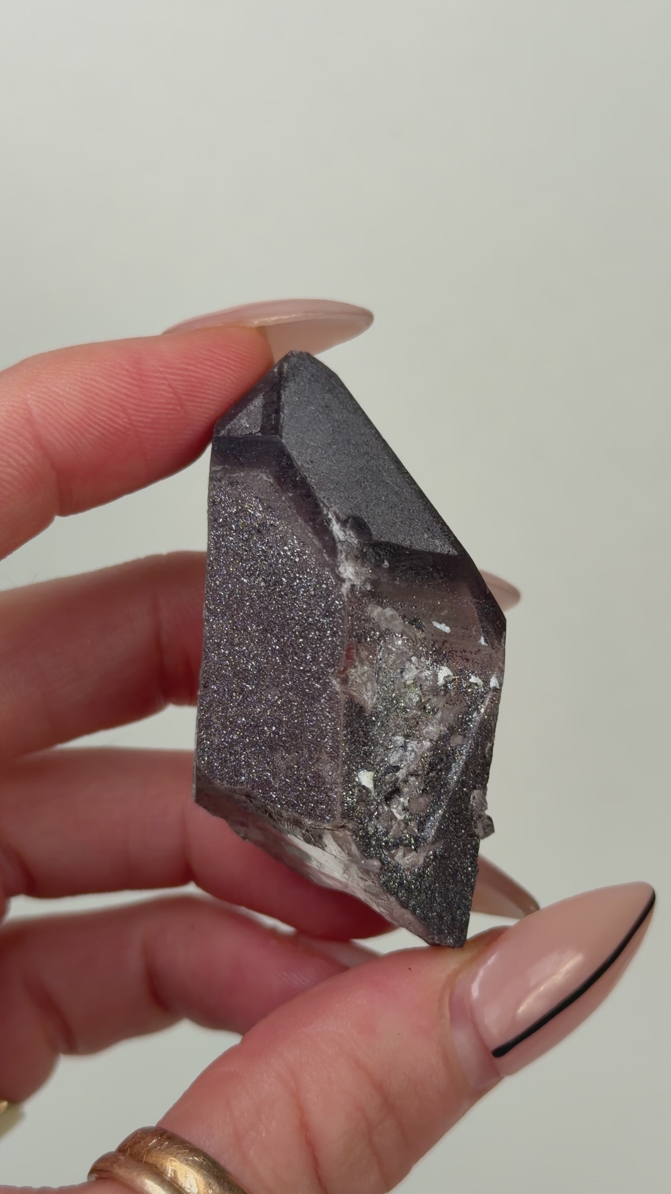 Specular Hematite Laser Quartz Point, A