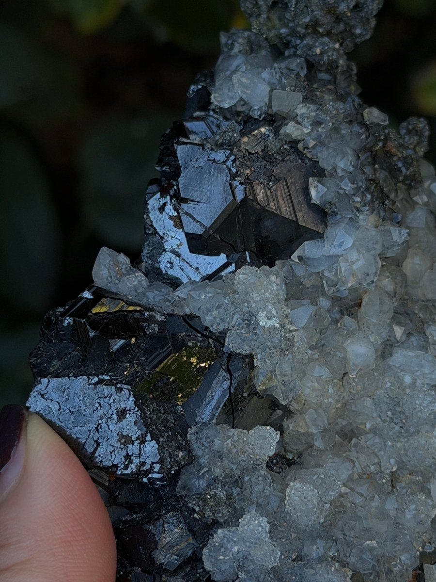 Quartz on Sphalerite, Kosovo Clear QuartzKosovo- Haus of Moss and Moon