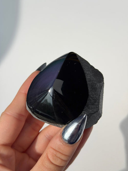 Rainbow Sheen Obsidian, Semi-Polished Free Form, A ObsidianMexico- Haus of Moss and Moon