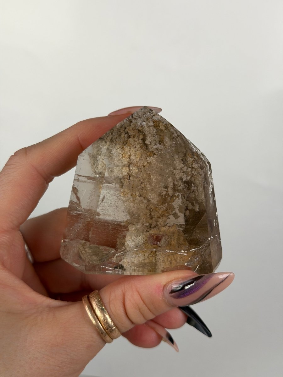Smoky Garden Quartz Point, Lodalite Inclusions, Brazil Smoky QuartzBrazil - Haus of Moss + Moon