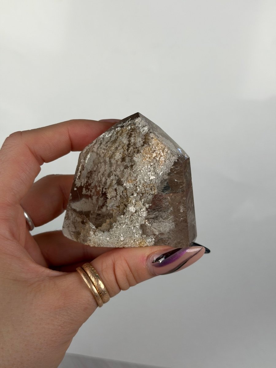 Smoky Garden Quartz Point, Lodalite Inclusions, Brazil Smoky QuartzBrazil - Haus of Moss + Moon