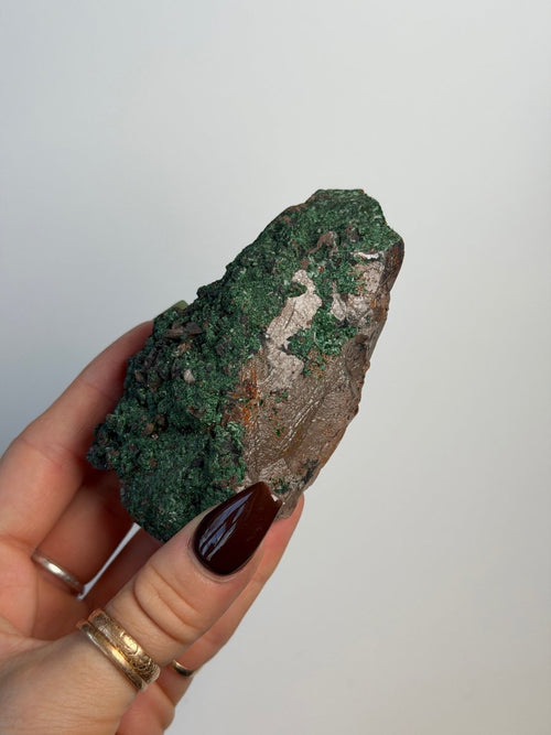 Smoky Quartz with Brochantite, Morocco Smoky Quartz Morocco - Haus of Moss + Moon