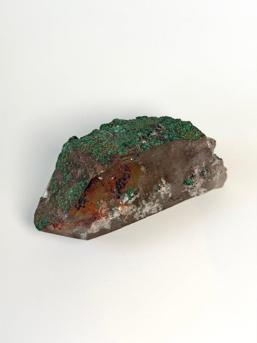 Smoky Quartz with Brochantite, Morocco Smoky Quartz Morocco - Haus of Moss + Moon