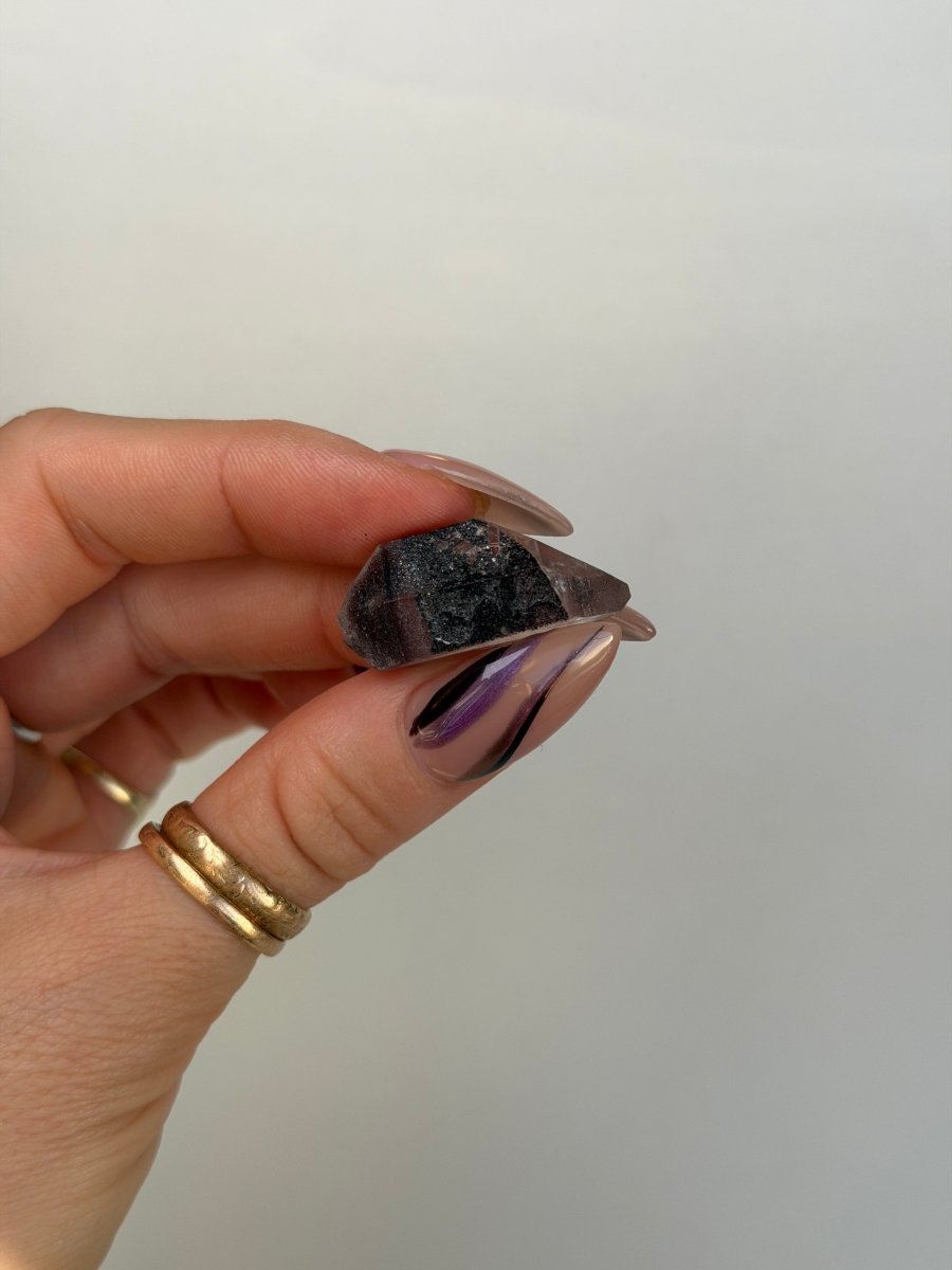 Specular Hematite Laser DT Quartz Point, T21 Hematoid QuartzAfghanistan - Haus of Moss + Moon