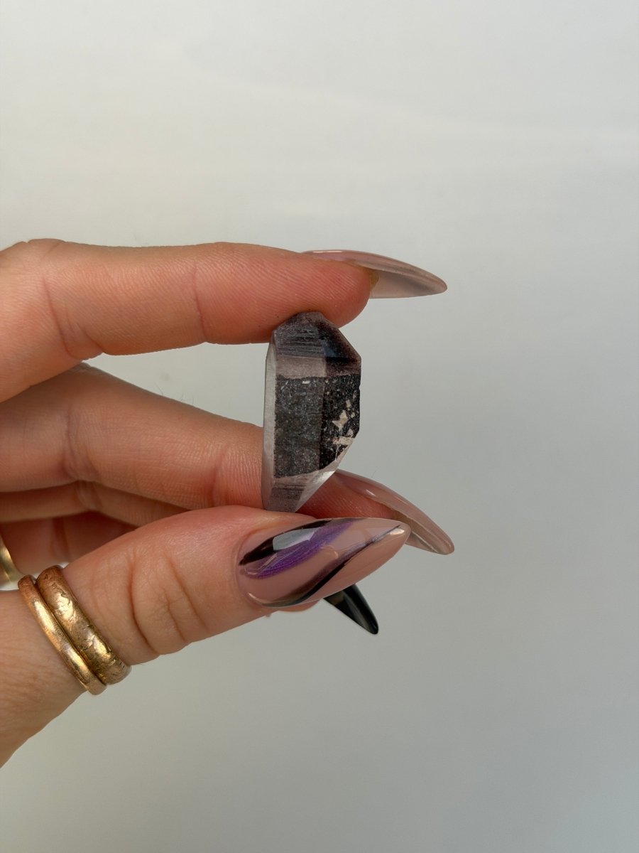 Specular Hematite Laser DT Quartz Point, T21 Hematoid QuartzAfghanistan - Haus of Moss + Moon