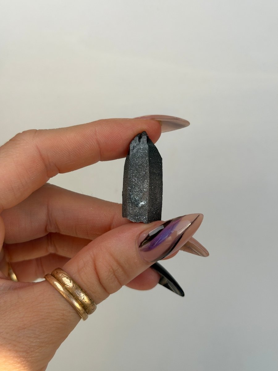 Specular Hematite Laser Quartz Point, R19 Hematoid QuartzAfghanistan - Haus of Moss + Moon