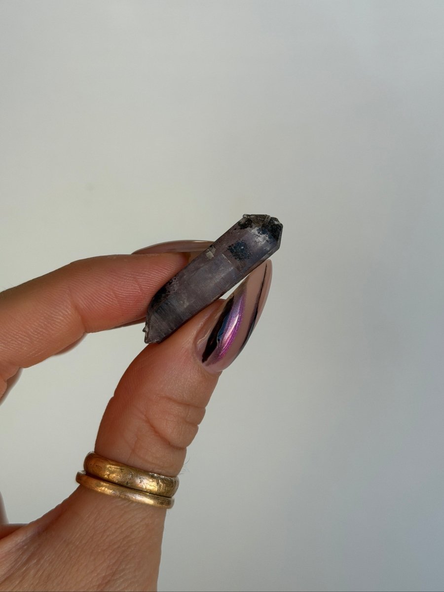Specular Hematite Laser Quartz Point, V23 Hematoid QuartzAfghanistan - Haus of Moss + Moon