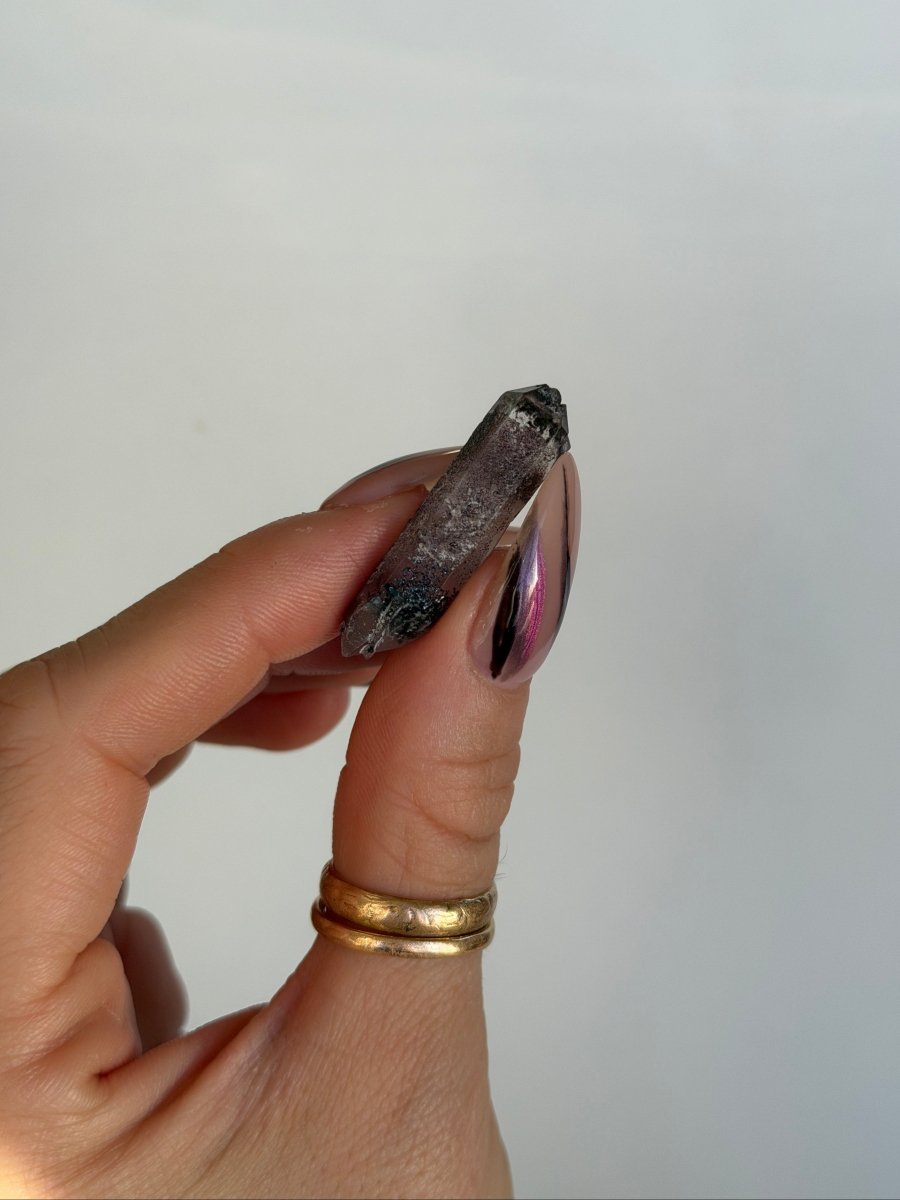 Specular Hematite Laser Quartz Point, V23 Hematoid QuartzAfghanistan - Haus of Moss + Moon