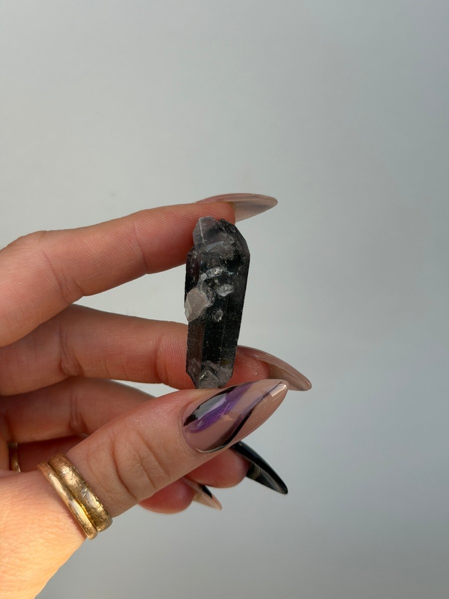 Specular Hematite Laser Quartz Point, X Hematoid QuartzAfghanistan - Haus of Moss + Moon