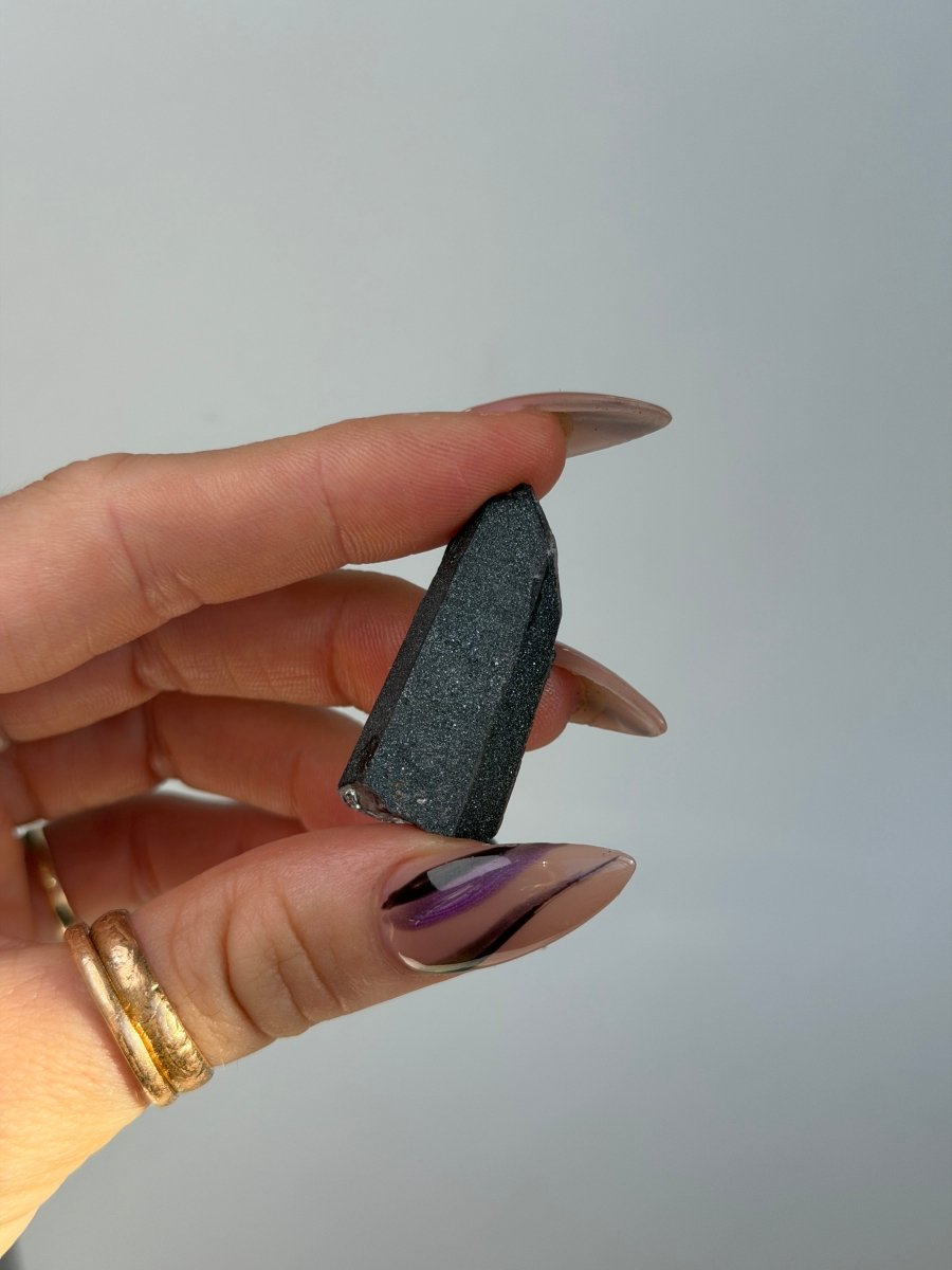 Specular Hematite Laser Quartz Point, Y Hematoid QuartzAfghanistan - Haus of Moss + Moon