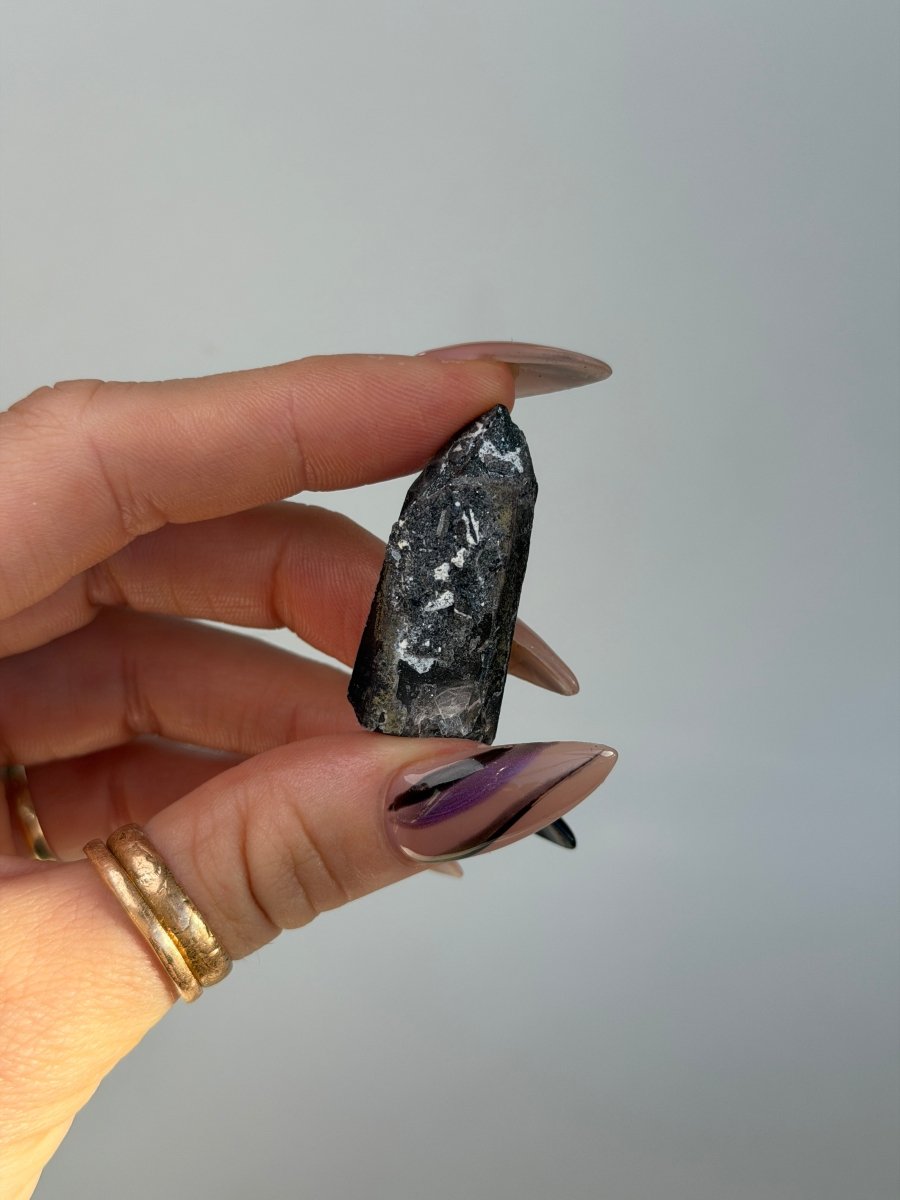 Specular Hematite Laser Quartz Point, Y Hematoid QuartzAfghanistan - Haus of Moss + Moon