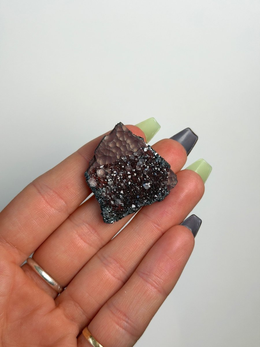 Specularite and Quartz on Hematite Kidney Ore, Cumbria Specular Hematite QuartzCumbria - Haus of Moss + Moon