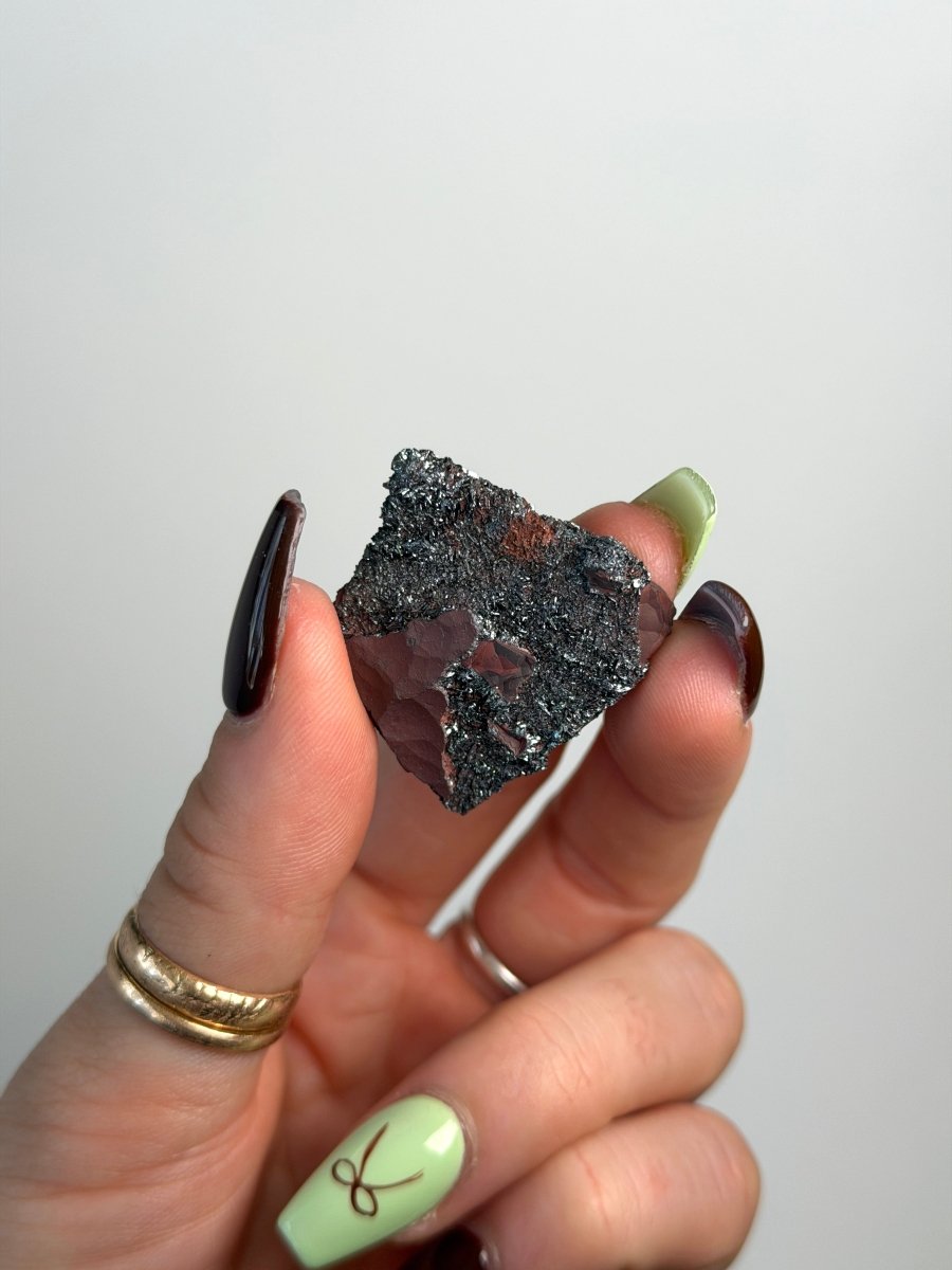 Specularite and Quartz on Hematite Kidney Ore, Cumbria Specular Hematite QuartzCumbria - Haus of Moss + Moon