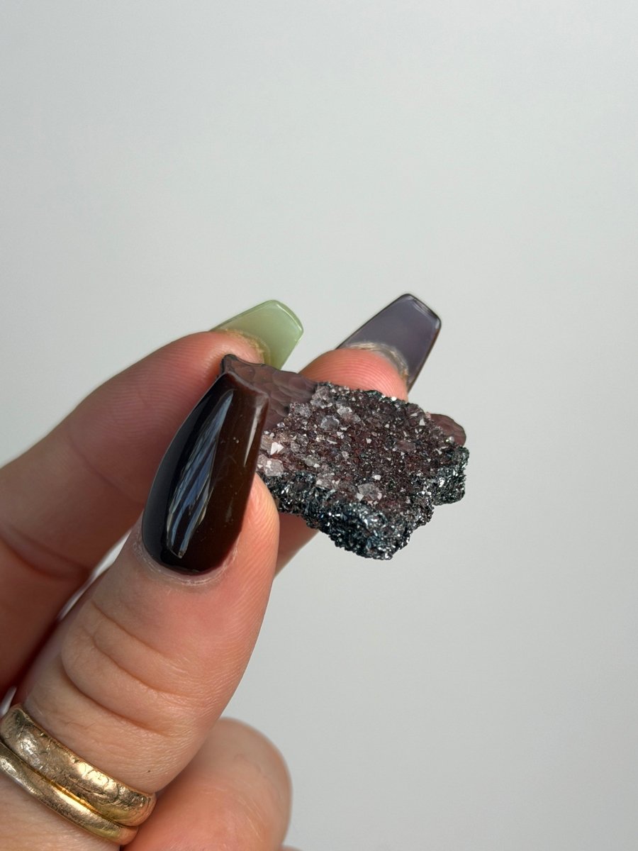 Specularite and Quartz on Hematite Kidney Ore, Cumbria Specular Hematite QuartzCumbria - Haus of Moss + Moon