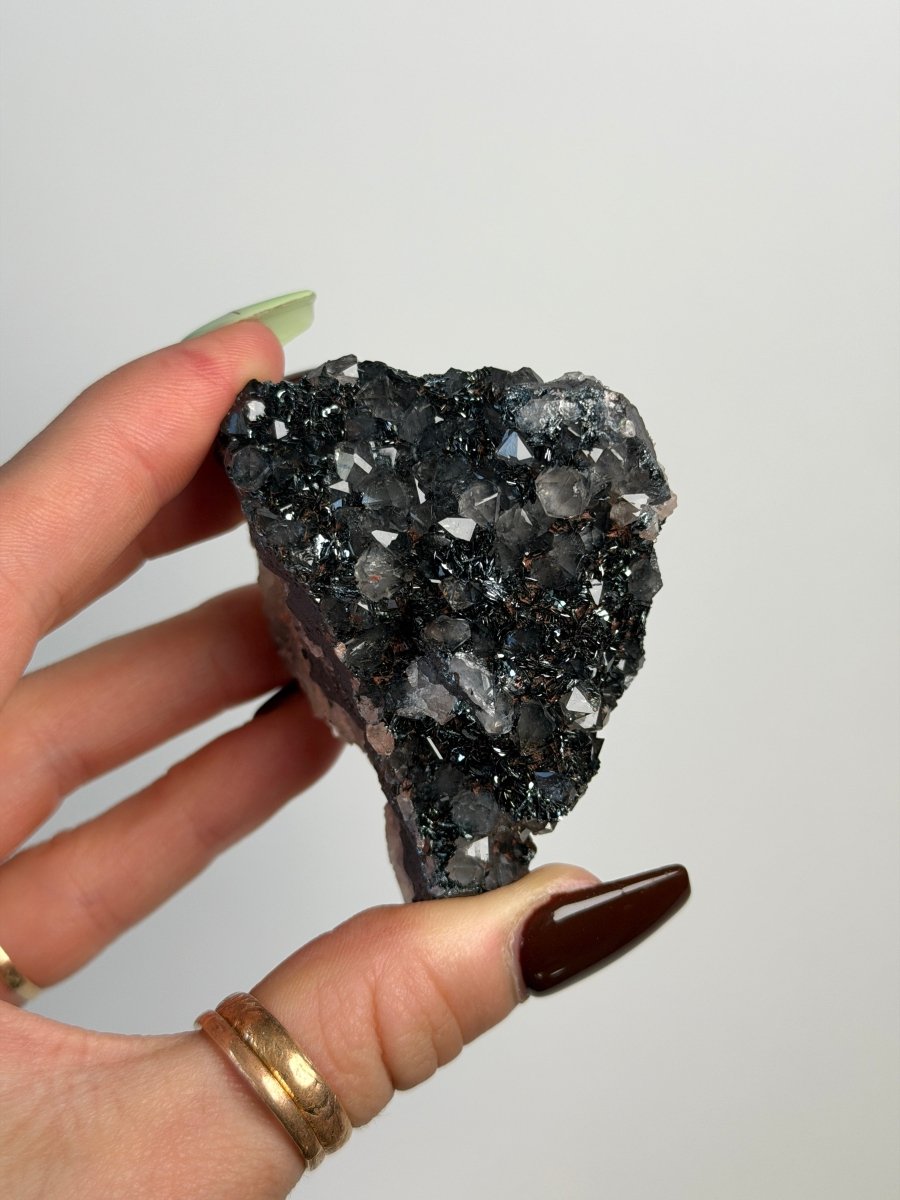 Specularite and Smoky Quartz on Hematite, Cumbria Specular Hematite QuartzCumbria - Haus of Moss + Moon