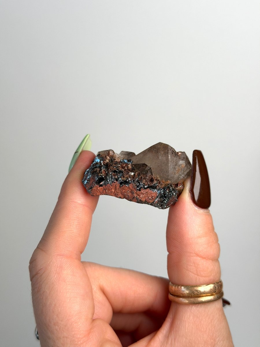 Specularite and Smoky Quartz on Hematite, Cumbria Specular Hematite QuartzCumbria - Haus of Moss + Moon