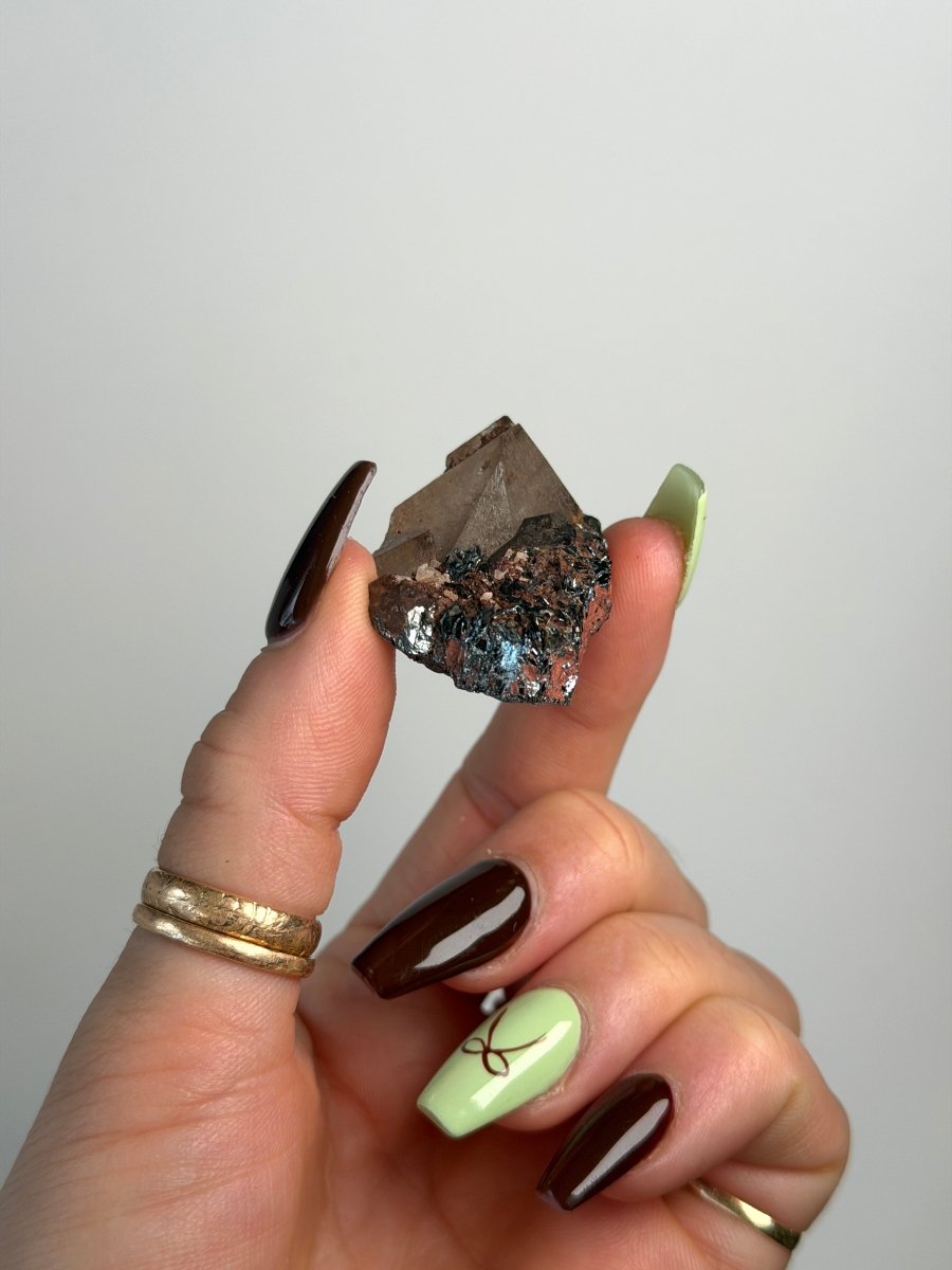 Specularite and Smoky Quartz on Hematite, Cumbria Specular Hematite QuartzCumbria - Haus of Moss + Moon