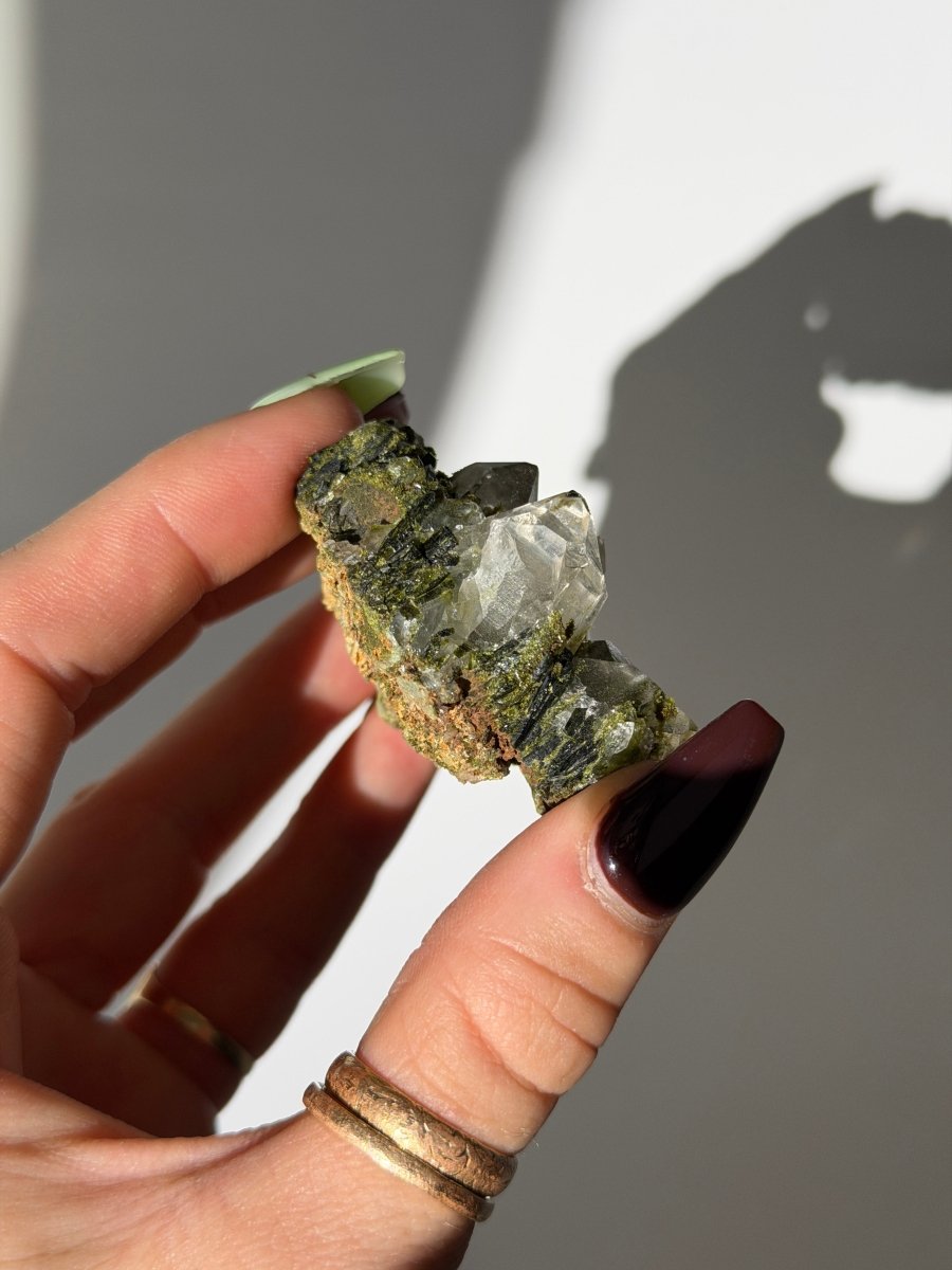 Turkish Forest Epidote and Quartz, A Epidote Quartz Turkey - Haus of Moss + Moon