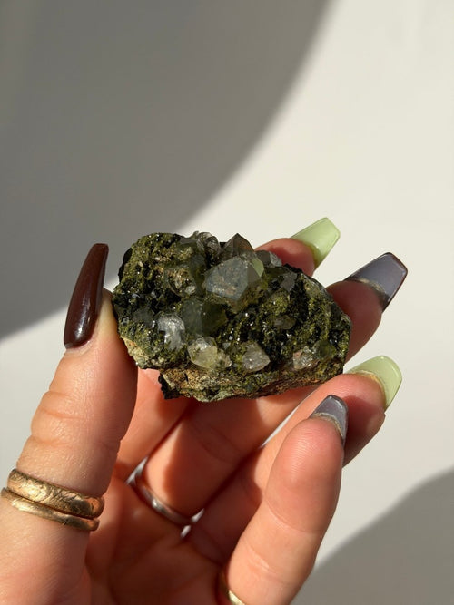 Turkish Forest Epidote and Quartz, D4 Epidote Quartz Turkey - Haus of Moss + Moon