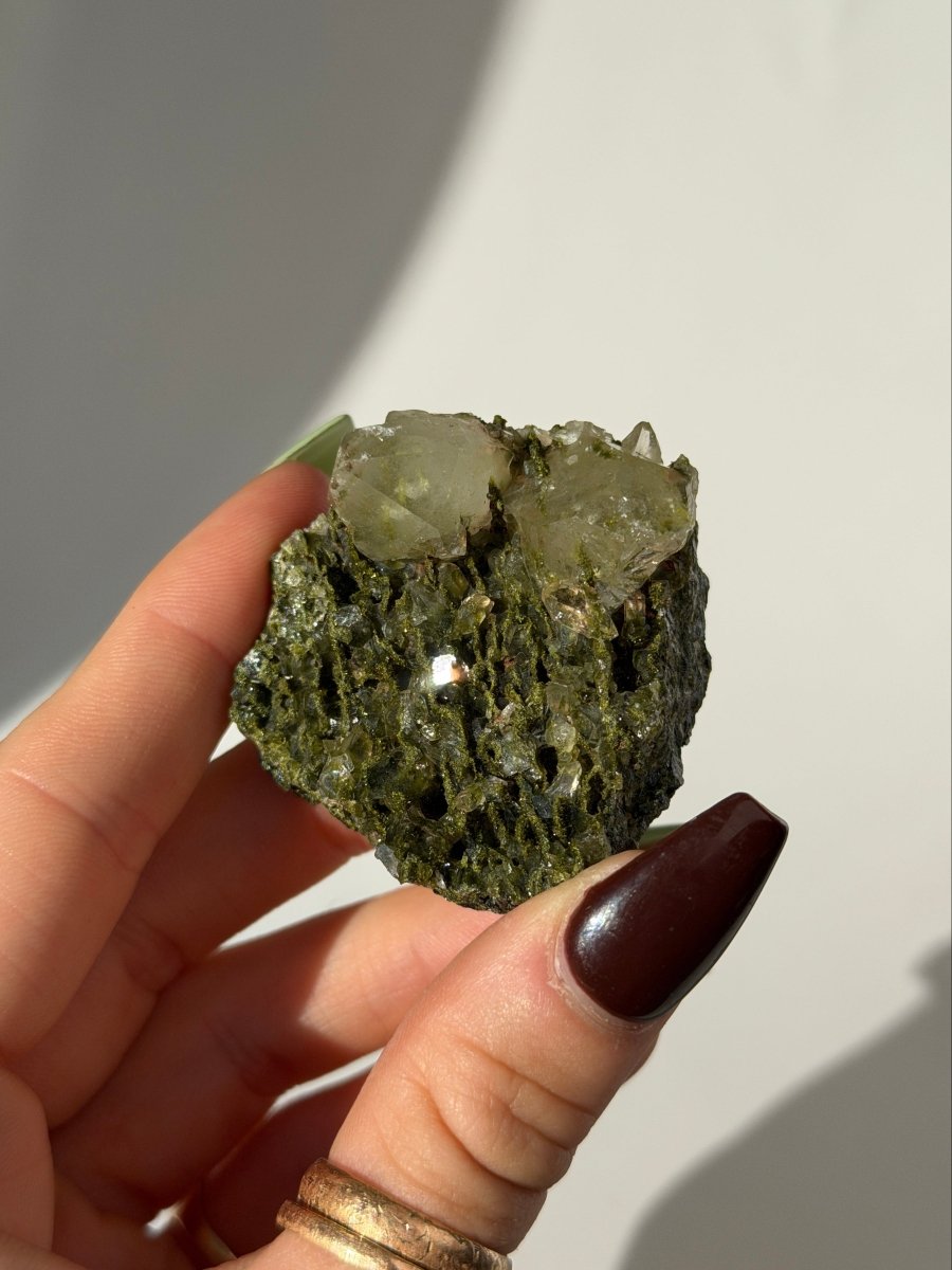 Turkish Forest Epidote and Quartz, E5 Epidote QuartzTurkey - Haus of Moss + Moon