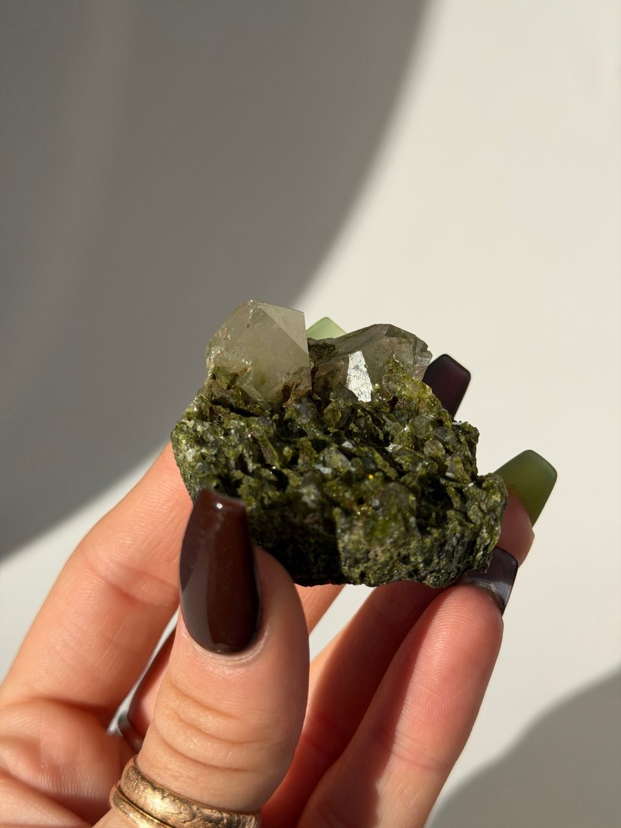 Turkish Forest Epidote and Quartz, E5 Epidote QuartzTurkey - Haus of Moss + Moon