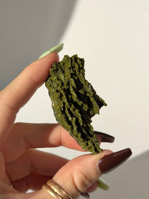 Turkish Forest Epidote and Quartz, F6 Epidote Quartz Turkey - Haus of Moss + Moon